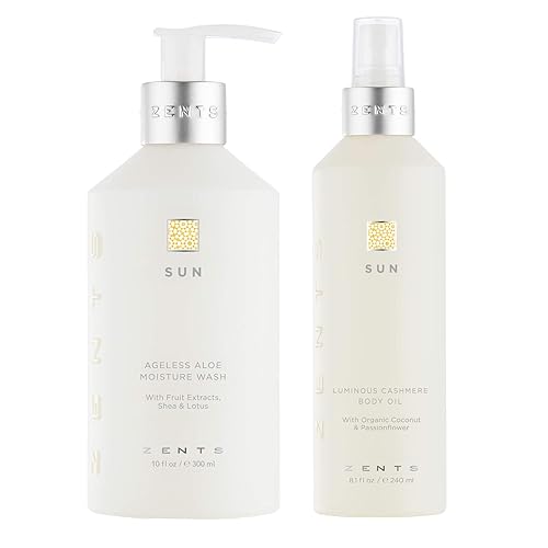 Miniatura 1 de Zents Set de gel de baño y aceite de cachemira, aloe sin edad humectante para el cuerpo y las manos, suaviza e hidrata la piel con vitamina E y