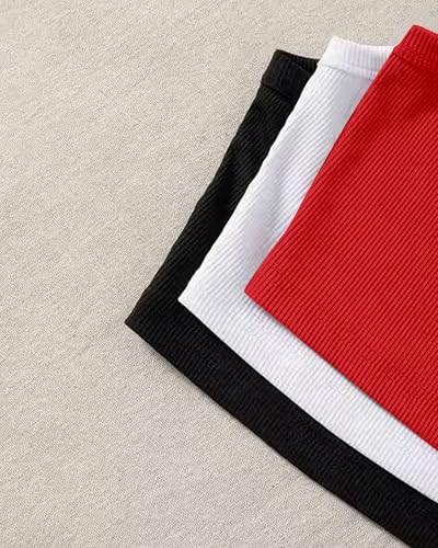 Image of (Pack of 3) Stylish Sleeveless Round Neck Ribbed Tank Tops for Women and Western Crop Top