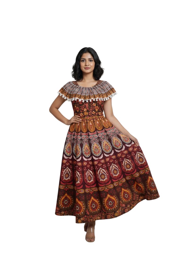 Womens Jaipuri Cotton Printed Jaipuri Midi Frock Dress-picture-55
