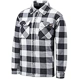 Polarfleece Dickies Herren Thermohemd Portland, Holzfällerhemd, Karo Muster (Weiß/Grau,2XL)