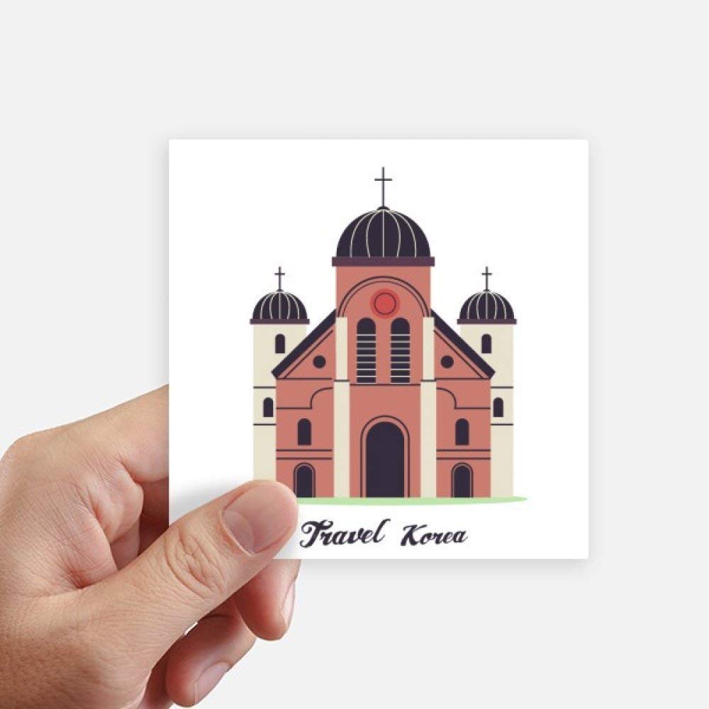 Sticker église Corée du Sud carré 10CM autocollant mural et déco pour ordinateur