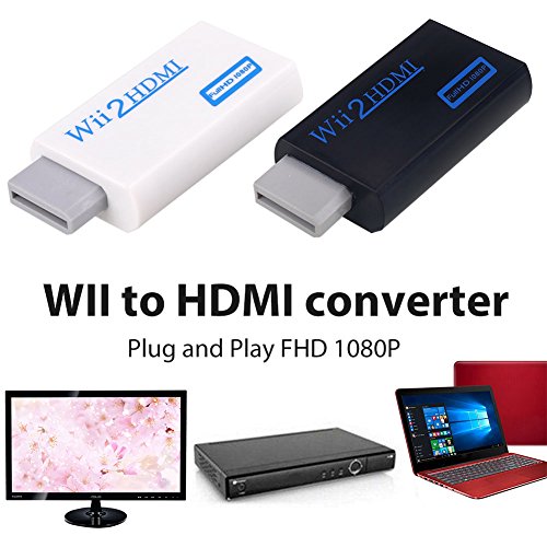 ZZH Adaptador Wii2HDMI Universal Full HD 3,5 mm Saídas de vídeo Plug and Play_Branco
