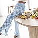 Women Y2k Striped Long Pants Bow Tie Side Slit Wide Leg Lounge Pants Gingham Bottom Plaid Checkered Sweatpants (Blue, M)