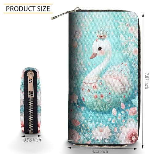 Bxgolkgd Womens Wallet, RFID Blocking Leather Wallet,Large Capacity Wallet Credit Card Holder PU Leather Ladies Clutch with Zipper Coin Pocket - Cute Swan with Ravenn2