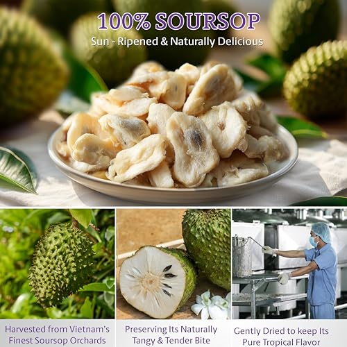 Vinamit Soft Dried Soursop | Soursop Fruit 3.5 oz bag | Natural Tropical Fruit Snack | Vegan, Gluten-Free, Non-GMO | High in Fiber, Ideal for Travel & Clean Eating - Image 4