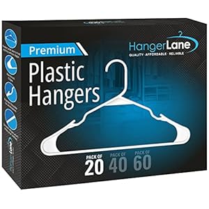 Plastic Hangers 20, 40, 60 Pack – Space Saving Hangers for Clothes – White Plastic Hangers for Neatly Hanging Clothing, Shirts, Jackets, Pants, Laundry, Dresses & More (20 Pack)
