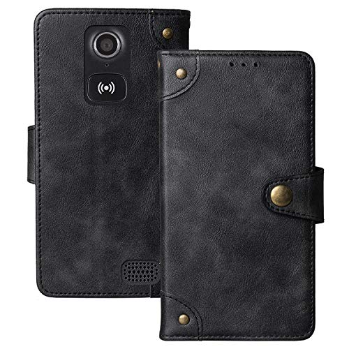Dingshengk Retro Flip Schwarz Echt Leder Tasche Hülle TPU Silikon Für Doro Liberto 8031 8030/8028 4.5