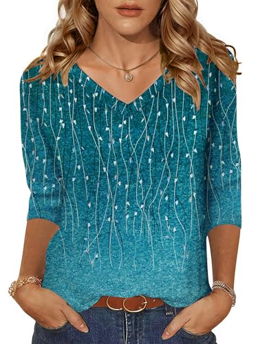 Image of Zeagoo Womens Blouse Casual 3 /4 Length Sleeve V Neck Basic T-Shirts Spring Summer Cute Tunic Tops Business Work Tees