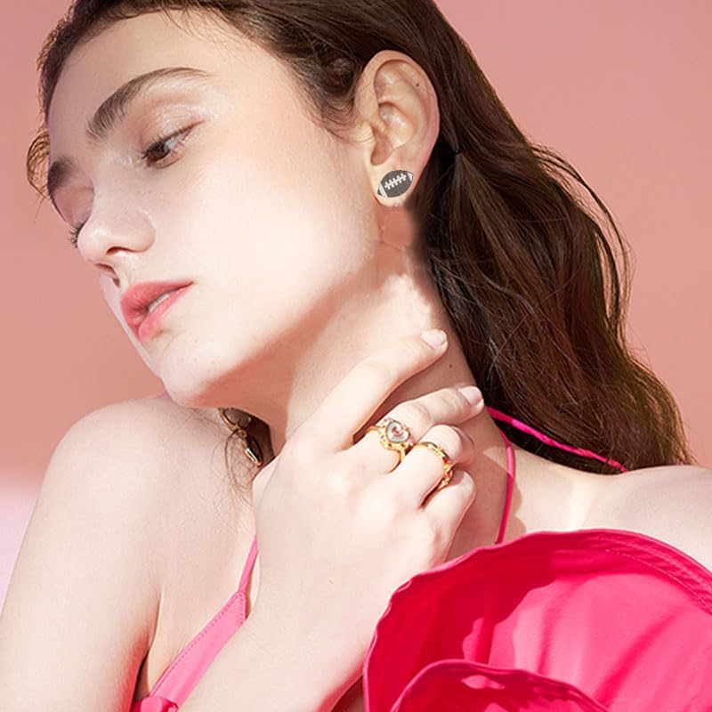 coadipress 8 Pairs Cute Sport Wooden Stud Earrings Set for Women Football Baseball Basketball Volleyball Soccer Softball Glitter Stud Earrings Soprt Lover Jewelry Game Day Accessories Gifts - Image 3