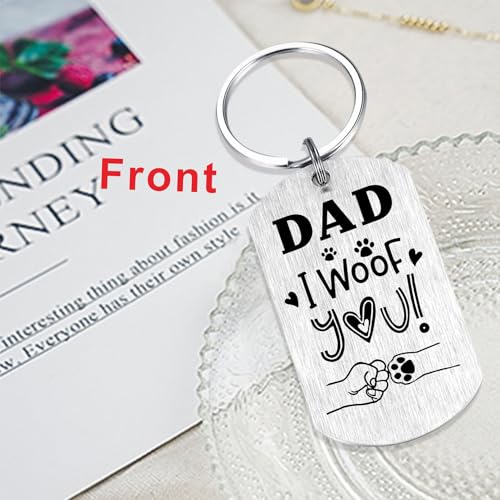 Image of Laluminter Fathers Day Dog Dad Gifts - Best Dog Dad Ever Keychain - I Woof You Gift from Doggy to Daddy