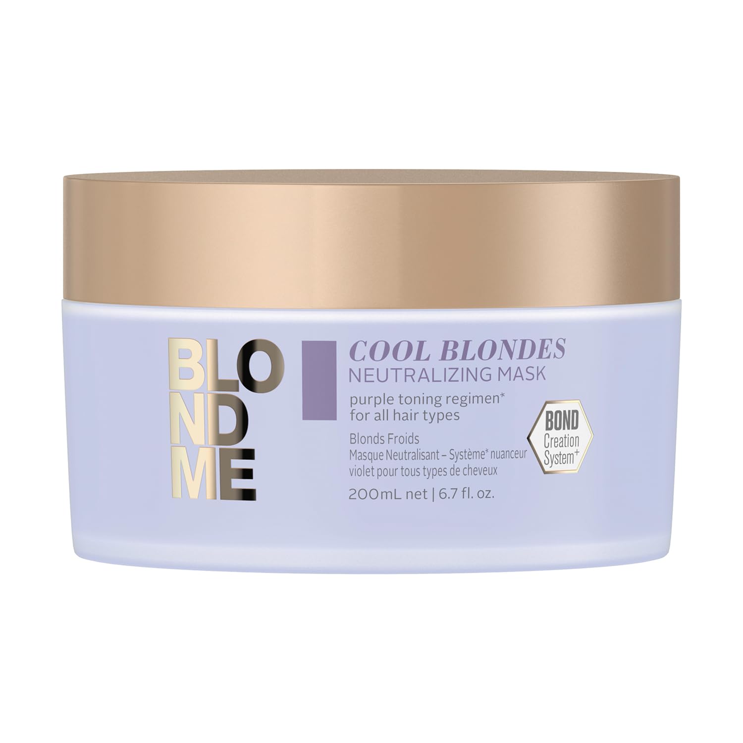 Schwarzkopf Professional BLONDME Cool Blondes Masque Neutralisant Cheveux Colorés Éclaircis 3D Bond Creation Technology Complexe De Protéines Fleur De Velours Rafraîchissant Adoucissant 200 ml