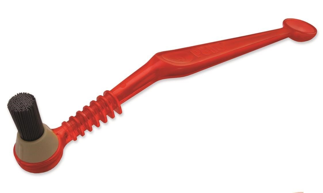 Pallo Coffeetool Espresso Machine Group Head Cleaning Brush, Ergonomic Handle, Replaceable Bristles, Steam Wand Cleaner, Detergent Spoon - Cherry