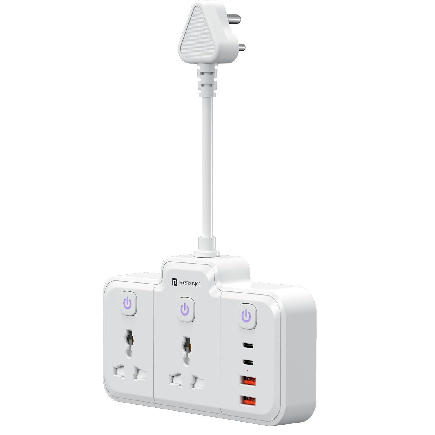 Portronics 2500W Power Plate Plus 6-in-1 Power Extender, 2 Universal Sockets & 4 USB Ports, Individual Switches, 180° Flexible Cord, Child Safety Shutters, for Home, Office, Laptops, 6A/10A Appliances-image-19
