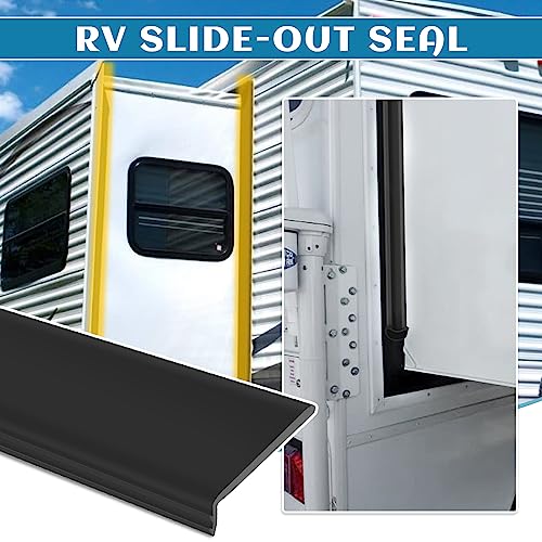 Image of RV Slide Out Wiper Seal 0.39 x 1.38 inch x 30 Ft RV Slide Out Trim Gaskets R854056 Black Rubber Seal for RV Camper Slideout System