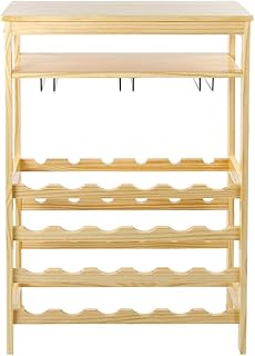 Bambusowy stojak na wino, stojak na wino na 24 butelki z 6 półkami z uchwytem na kubek, stojak na butelki wina 68 x 29 x 100 cm