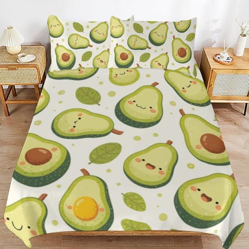 Juego de ropa de cama de microfibra de 3 piezas infantil con funda de edredón de aguacate 2