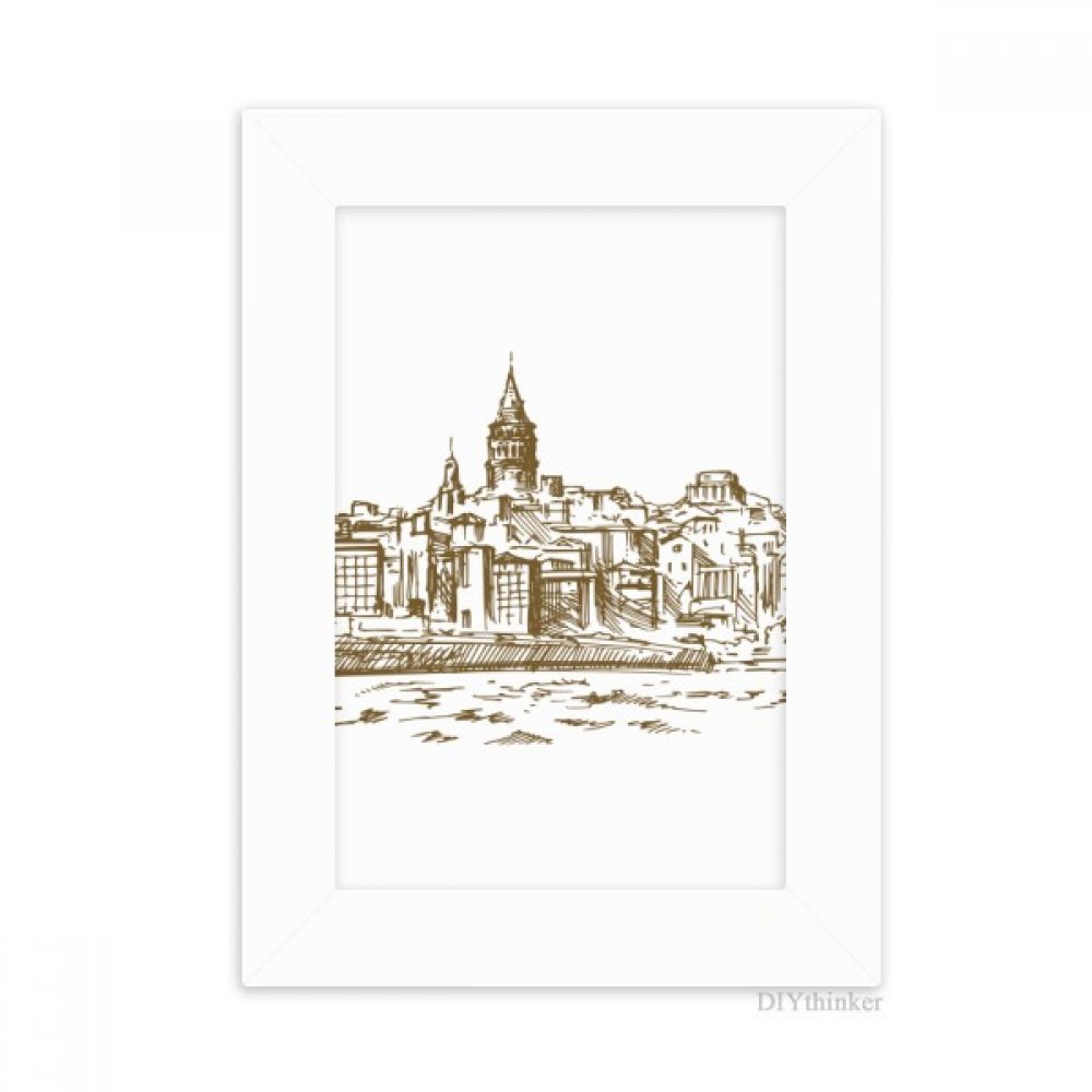 Cadre photo de bureau Turquie croquis blanc 5x7 pouces stable et durable pour souvenir 10x15