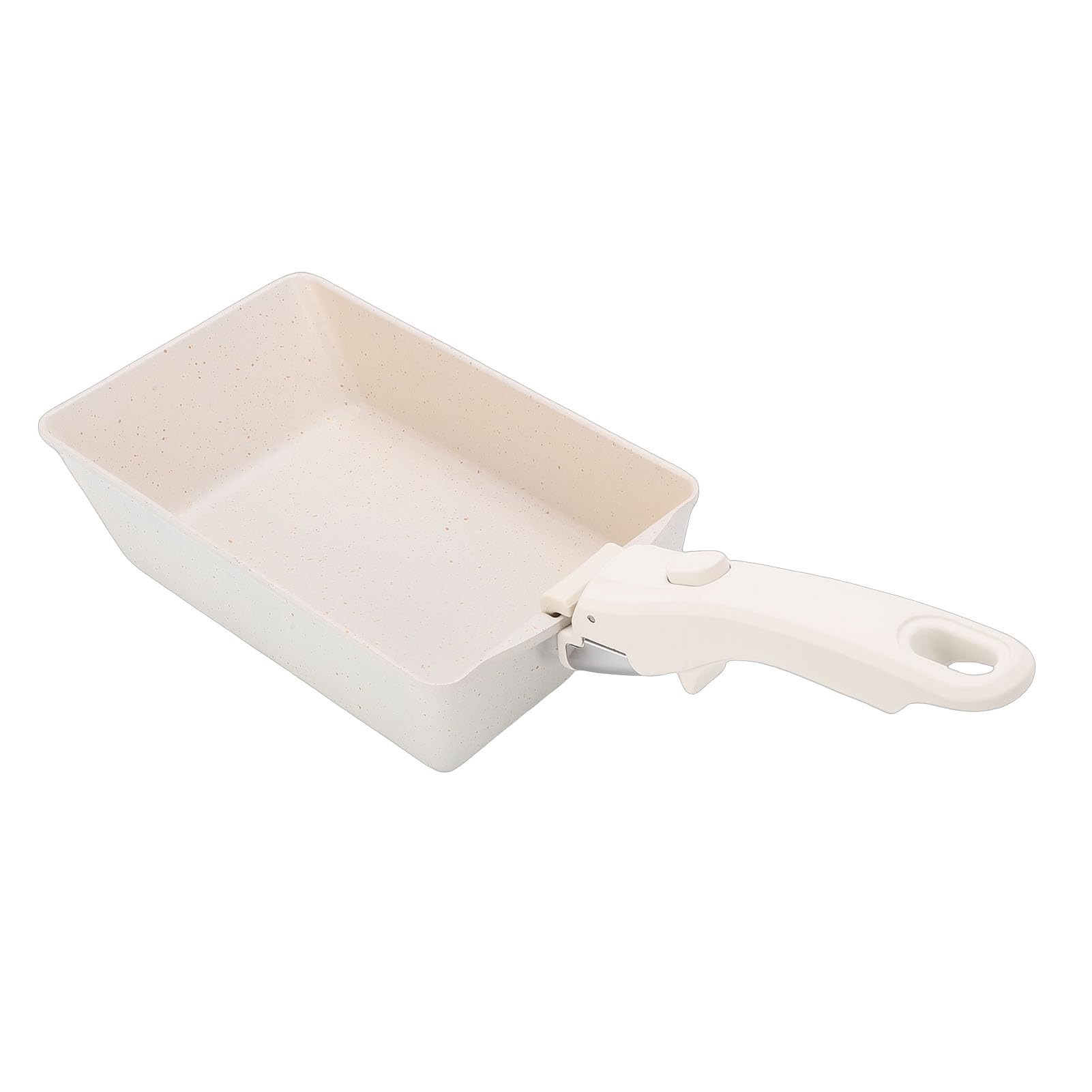 Padella Tamagoyaki, Alluminio con Manico Removibile, Padella Antiaderente Rettangolare per Frittate per Involtini Perfetti, Ideale per Cotture a Gas e Induzione (Beige)