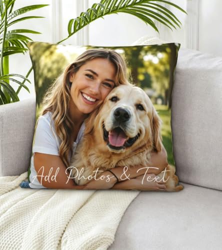 Custom Pillow Cover with Picture & Text - Personalized Throw Pillow Covers, Customized Pet Pillowcase, Personalized Photo Gifts for Family Couples, 16x16Inch - Optional Filling - Image 2