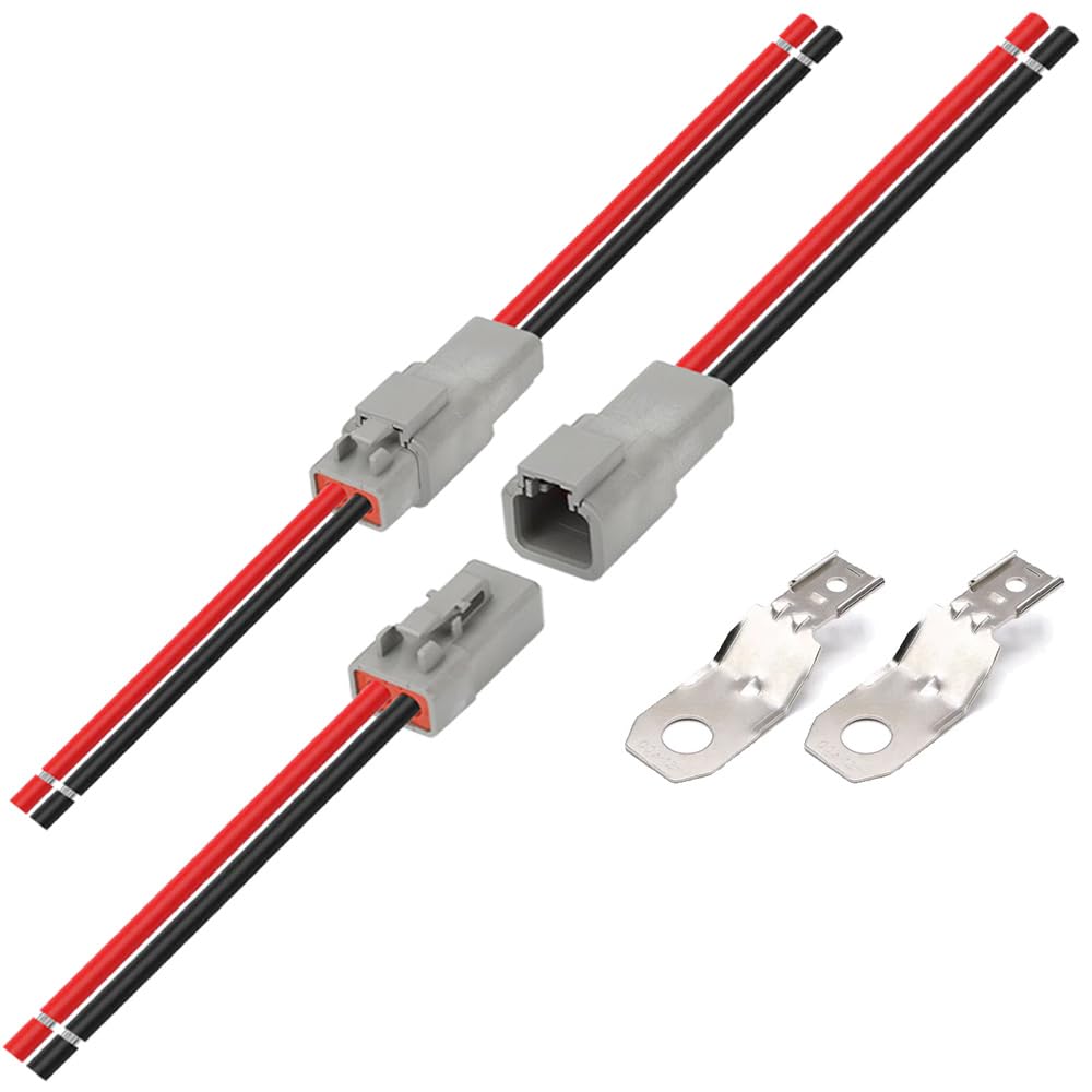 Connettore DTP a 2 pin, spina elettrica sigillata automobilistica, 2 vie maschio femmina impermeabile, cablaggio serie DTP DTP06-2S con cavo da 12 AWG, per auto, camion, barche, luci da lavoro a LED
