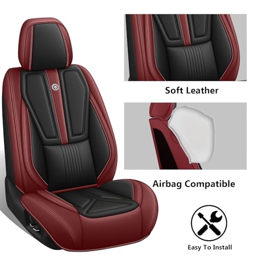 Image of Custom Car Seat Covers for Chevy Blazer 2019-2026,Easy install,Black Red | nappa leather seat protector,full coverage seat covers,all weather seat cover,waterproof,anti-slip,easy clean,5 seat Standard