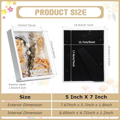Geetery 24 Pack 5x7 Shadow Box Small Shadow Box Bulk Display Case Wood Picture Frame with Acrylic for Photos Dried Flower Tickets Sports Memorabilia Wedding Bouquets Awards(White)