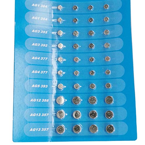 Cotchear 40Pcs Alkaline Cell Batteries Assorted 1.5 Volt Ag1/Lr621 Ag3/Lr41 Ag4/Lr626 Ag5/Lr754 Ag12/Lr43 Ag13/Lr44 Coin Batteries Set 0% Mercury #TOP1