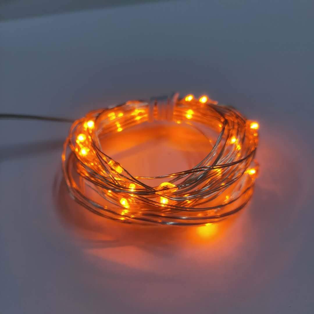 2 Pack Battery Operated Mini Indoor Led Fairy Lights with Timer for Halloween/Christmas Party Decorations,30LEDs,10 Ft Silver Wire(Orange/Amber Color)