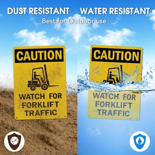 Image of T&R Large Watch For Forklift Traffic Sign - 2 Pack - 14 x 10 Inches Rust Free .040 Aluminum Reflective - UV Protected, Waterproof and Fade Resistant - 6 Pre-drilled Holes