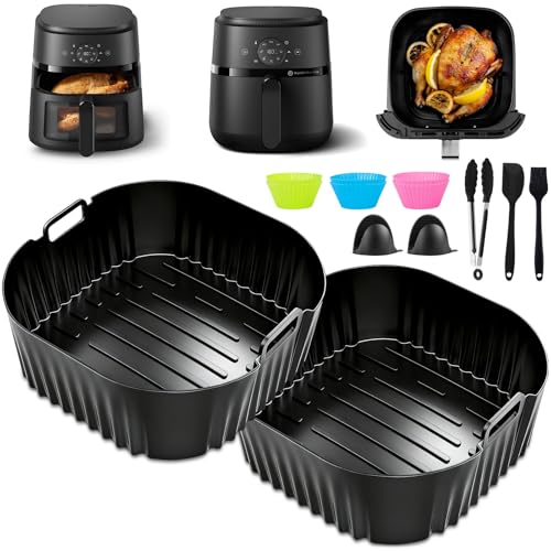 TEBOKHAD 13 Pezzi Teglie Accessori per Friggitrice Ad Aria,Contenitori Friggitrice Ad Aria Accessori Per 5,5L/6L/6,2L,Teglia in Silicone per Air Fryer Per 2000 NA230, Riutilizzabile