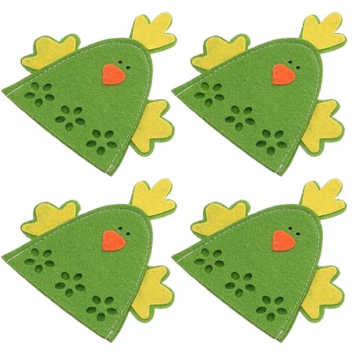 MAGICLULU 4 Pezzi Copri-Uova di Pasqua 4 Pezzi Design Pulcino Verde, Coperture Decorative in Stoffa per Conservare e Trasportare Uova, Contenitori Pasquali per Feste Primaverili e