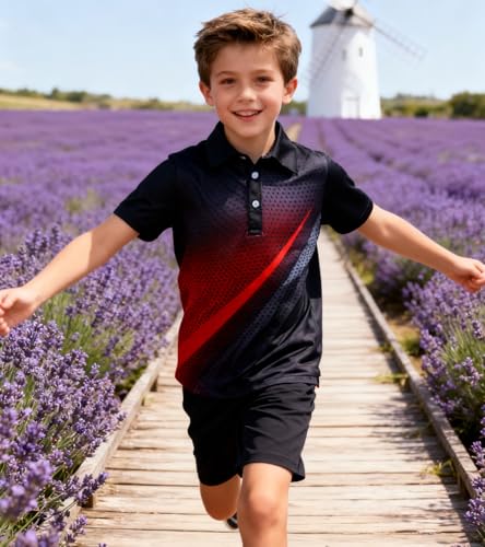 Image of uideazone Boys Polo Shirts Dry Fit Performance Golf Short Sleeve Casual School Uniform Size 5-14