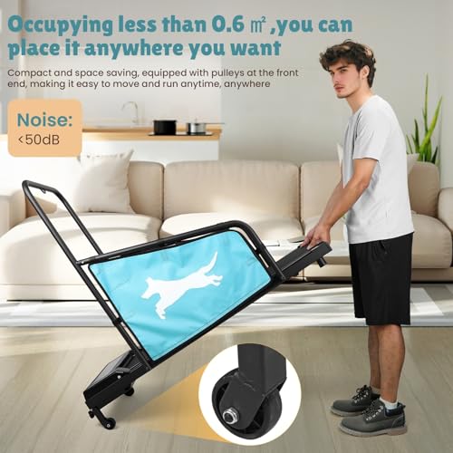 Dog Treadmill for Small Medium Dogs, Adjustable Speed Pet Running Machine with Remote Control & LCD Display, 100kg Capacity Dog Pacer Treadmill for Pet Health Fitness (Black) - Thumbnail 4