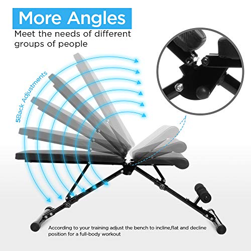 Adjustable Workout Bench, Utility Weight Bench for Home Gym Incline Decline Bench for Full Body Workout 1000lbs (Upgraded Version)