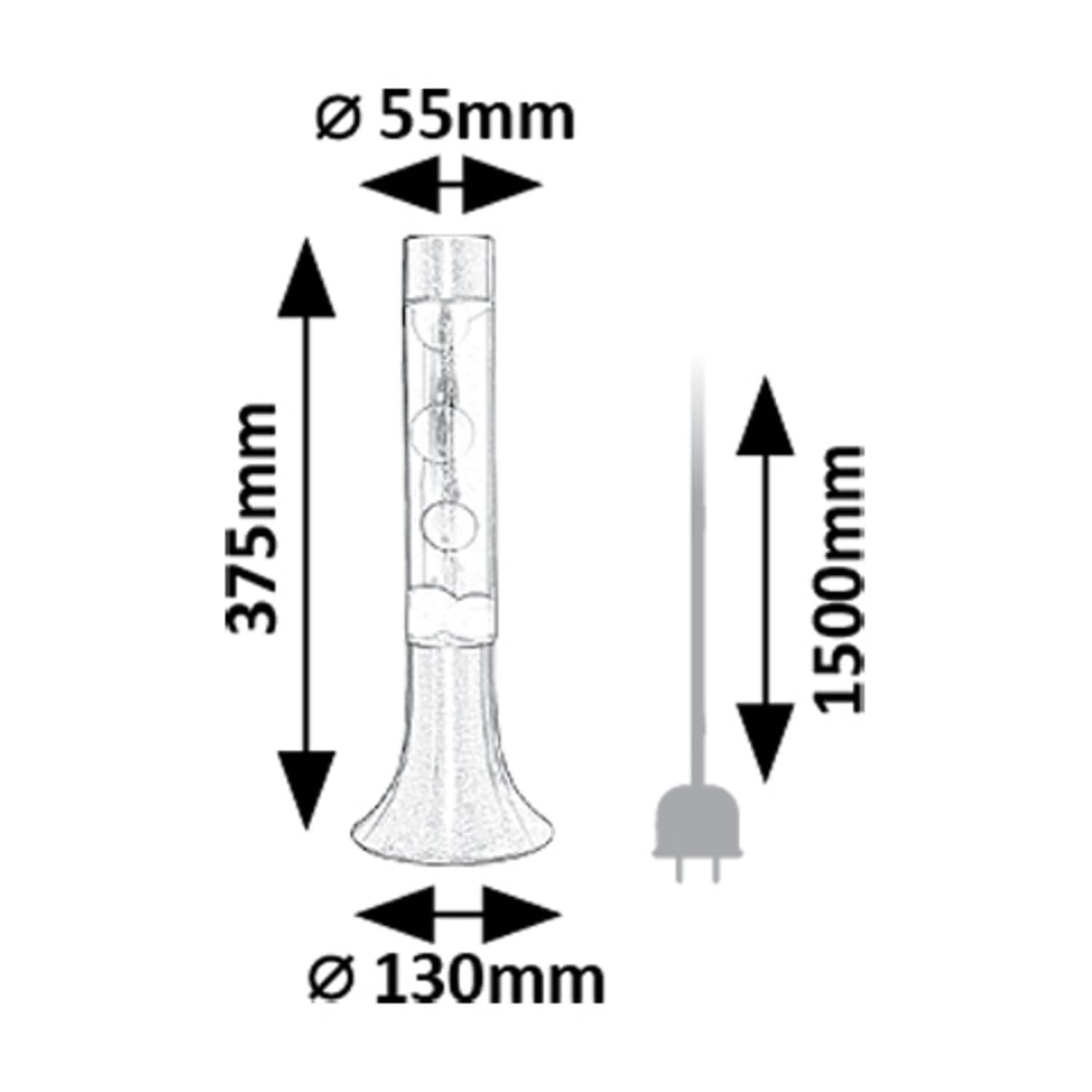 Rabalux Poppilol – Lampe à lave décorative 25W, métal argenté, cire jaune et liquide rouge, effet lumineux apaisant, 3000K, verre transparent, idéal salon chambre