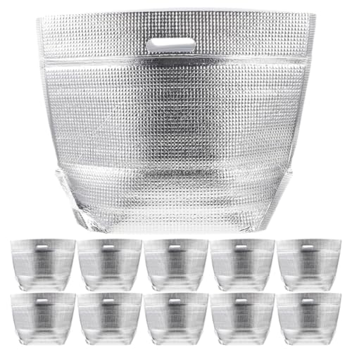 Abaodam 10pcs Reusable Insulated Food Storage Bags with Aluminum Foil Lining, Resealable Thermal Lunch Bags 42x31x16cm for Outdoor Picnic, Barbecue, and Food