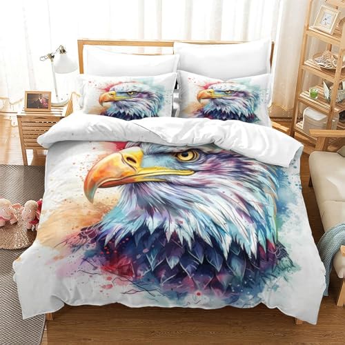 Housses de couettes 3 pièces aigle 3D en microfibre 200x200 cm