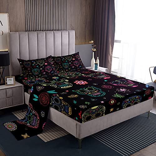 Castle Fairy WT6023CLYQQ-4PC-QUEEN Sugar Skull Fitted Sheet Set cover