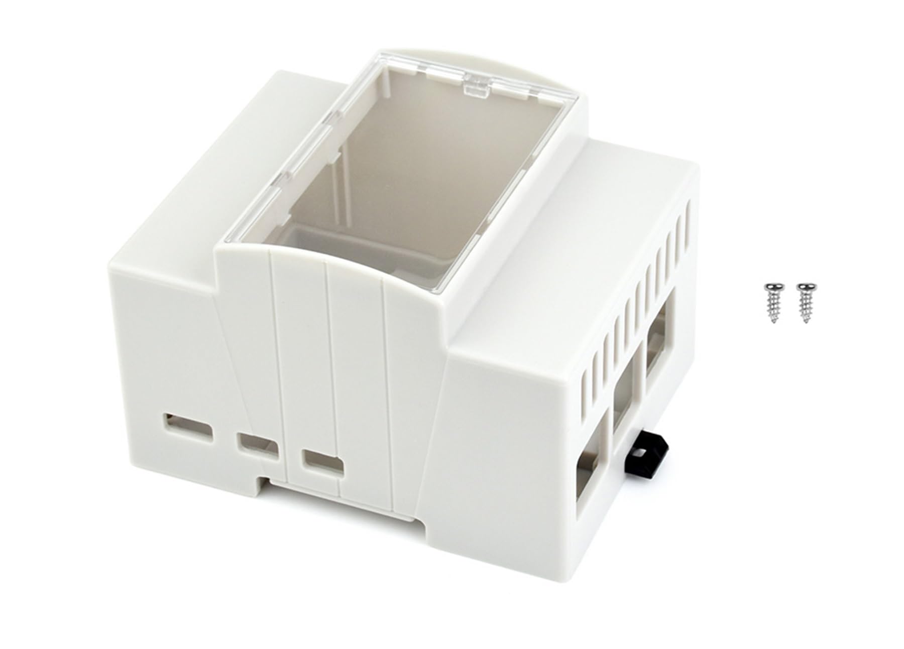 DIN Rail ABS Case for Raspberry Pi 5, for Raspberry Pi 5 Case Clear Top Window Large Inner Space Compatible with Various Raspberry Pi Hats-PoE HAT (F), RS485 CAN HAT, 2-CH RS485 HAT