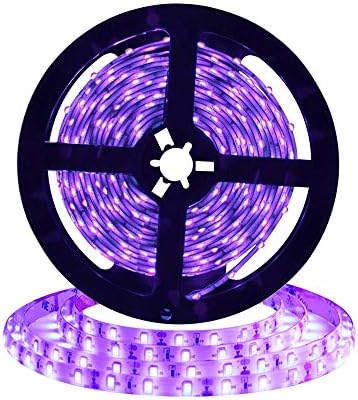 [Upgrade]UV/Ultraviolet Blacklight Waterproof LED Black Strip Lights, 16.4ft/5m Cuttable LED Light Strips, 300 Units 3528 LEDs Lighting String, Power Adapter not Included