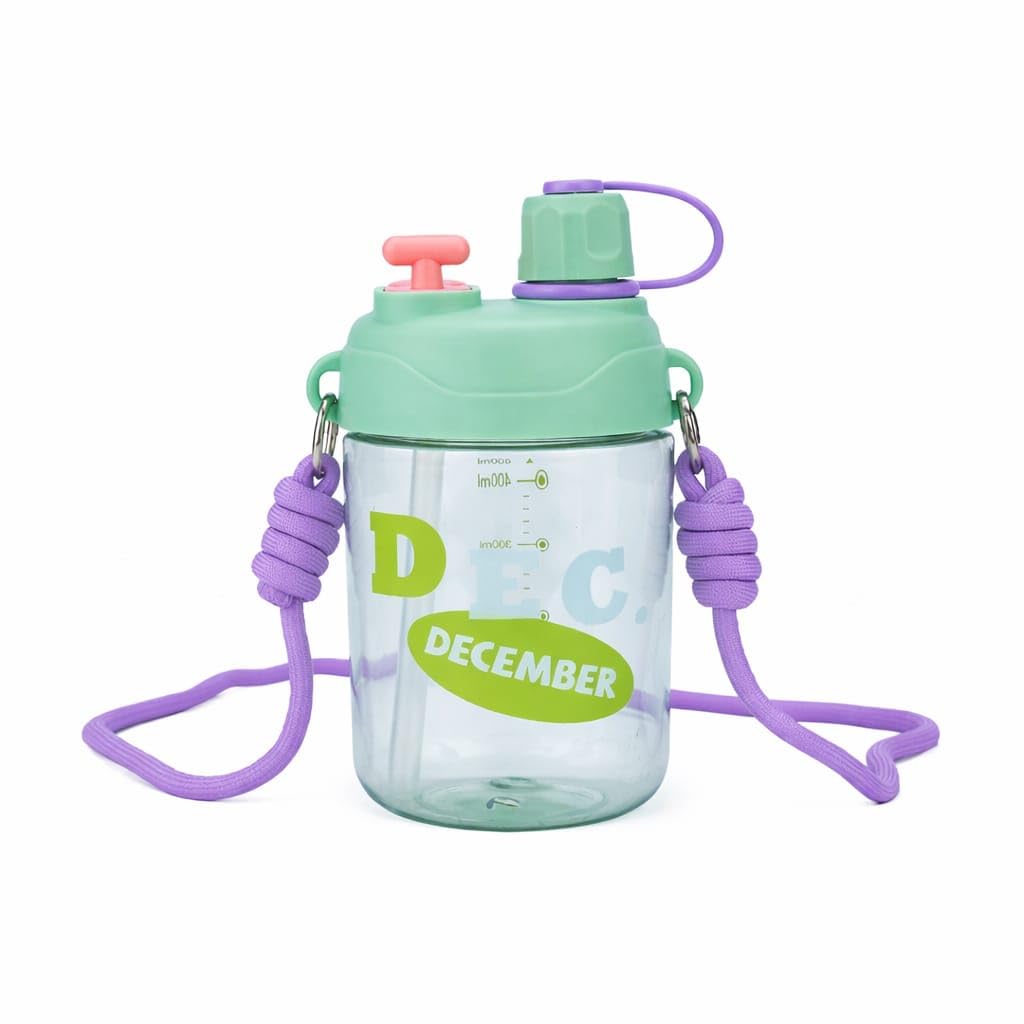 Water Bottle for Kids, BPA Free, Sipper Bottle for Kids - Anti-Leak Kids Printed Water Bottle for Kids - 400 ML (Green)