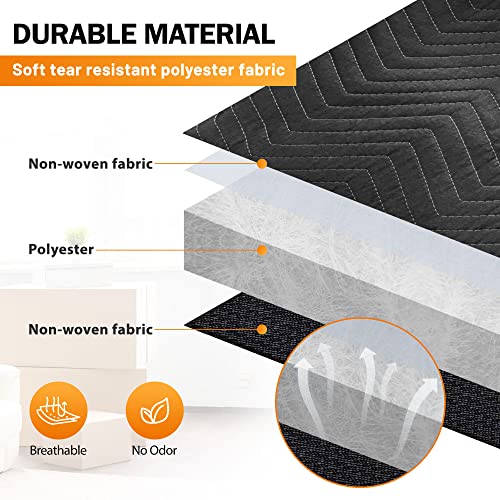 12 Moving Packing Blankets - 80 X 72 Inches (65 Lb/Dozen) Heavy Duty Moving Pads For Protecting Furniture Professional Quilted Shipping Furniture Pads Black #TOP4