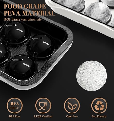 Image of Easy Push Premium Ice Cube Tray with Pop-Up Release, Flexible Silicone Base & Lid - 6 Cube, Stackable, Durable & Dishwasher Safe Ice Maker for Whiskey, Cocktails & Drinks (Black, Pack of 1)