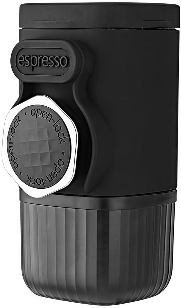 Portable Manual Espresso Maker For Outdoor Travel Camping 15 Bar Pressure Compatible With Coffee Capsules 100ml Water Tank Compact Hand Press Machine Black