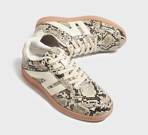 Image of LUCKY STEP Women Retro Gum Sole Fashion Sneakers | Genuine Leather Classic Tennis Skate Walking Shoes Anti Slip Trainers