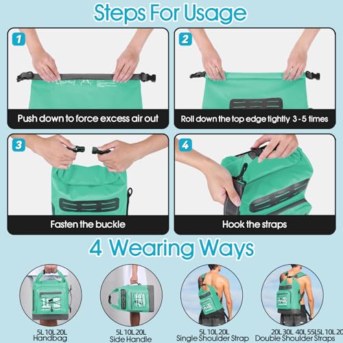 Image of MORXPLOR Dry Bag Waterproof,5L /10L /20L /30L /40L /55L Roll Top Dry Bag Backpack with WaterProof Phone Case for Swim,Kayak