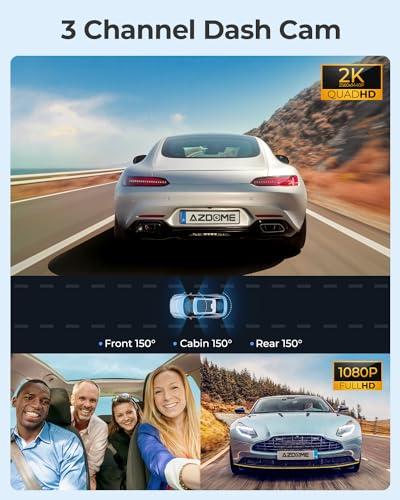 Azdome AZDOME-M550 3 Channel Dash Cam, 4K+1080P Dual Dash Camera For Cars Built-In Wifi Gps, 1440P+1080P+1080P Front And Rear Inside thumb #1