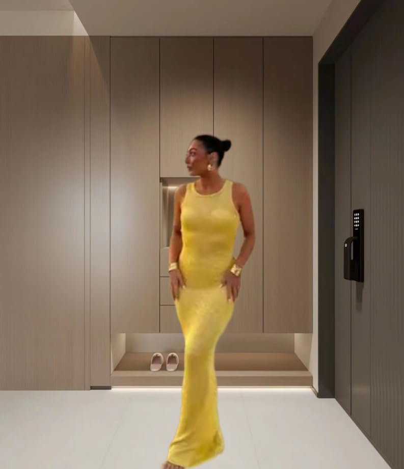 Image of YELLOOP Knit Maxi Dress Long Bodycon Dresses Old Money Elegant Cocktail Long Sweaters Y2k