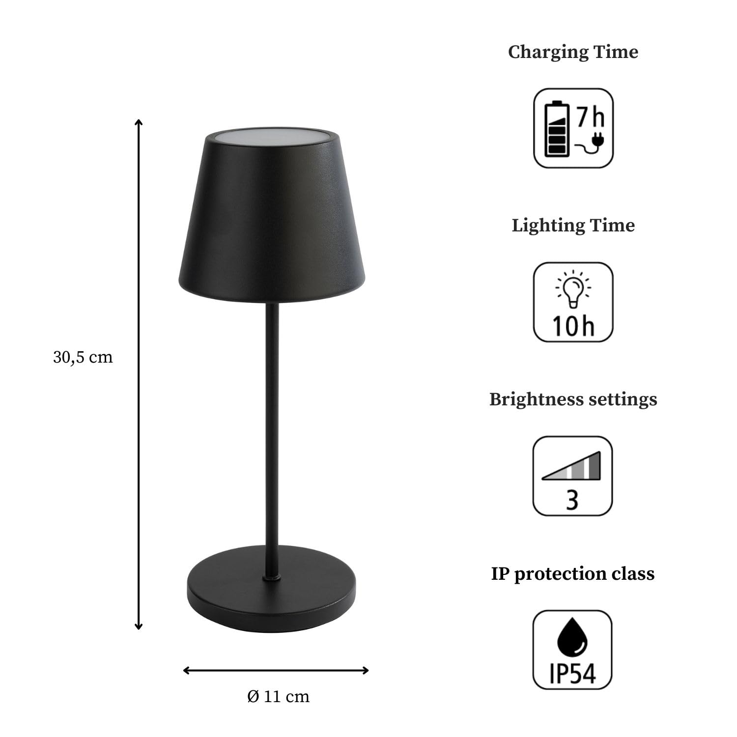 APS FINN Lampada Da Tavolo LED Ricaricabile Con Dock E Telecomando - Luci E Colori Regolabili, IP54 Per Esterno - Perfetta Per Ristoranti, Giardino E Terrazza