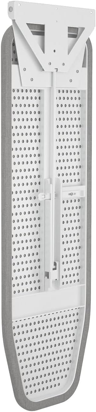 Underside view of the Nisorpa ironing board, showing the perforated metal surface and folding mechanism.